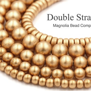 TWO STRANDS Metallic Gold Wood Beads 6mm, 8mm, 10mm, 12mm, 16mm, 20mm Round, 8mm Rondelle and Bicone image 3