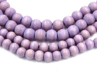 TWO STRANDS French Violet Purple Beads 6mm 8mm 10mm Wood 8x4mm Rondelle beads