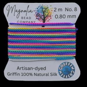 Griffin Silk Cord Rainbow – Hand-Dyed Gradient Thread for Knotting, Jewelry Making, Pendant Stringing