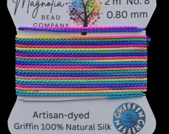 Griffin Silk Cord Rainbow – Hand-Dyed Gradient Thread for Knotting, Jewelry Making, Pendant Stringing