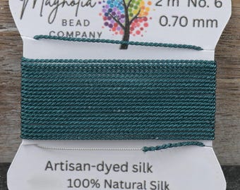 Twilight Fir Green Griffin Silk Cord – Hand-Dyed Thread for Knotting, Jewelry Making, Pendant Stringing