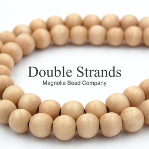 TWO STRANDS, Light Summer Beige Brown 12mm Wood Beads