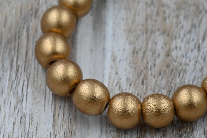TWO STRANDS Metallic Gold Wood Beads 6mm, 8mm, 10mm, 12mm, 16mm, 20mm Round, 8mm Rondelle and Bicone image 9