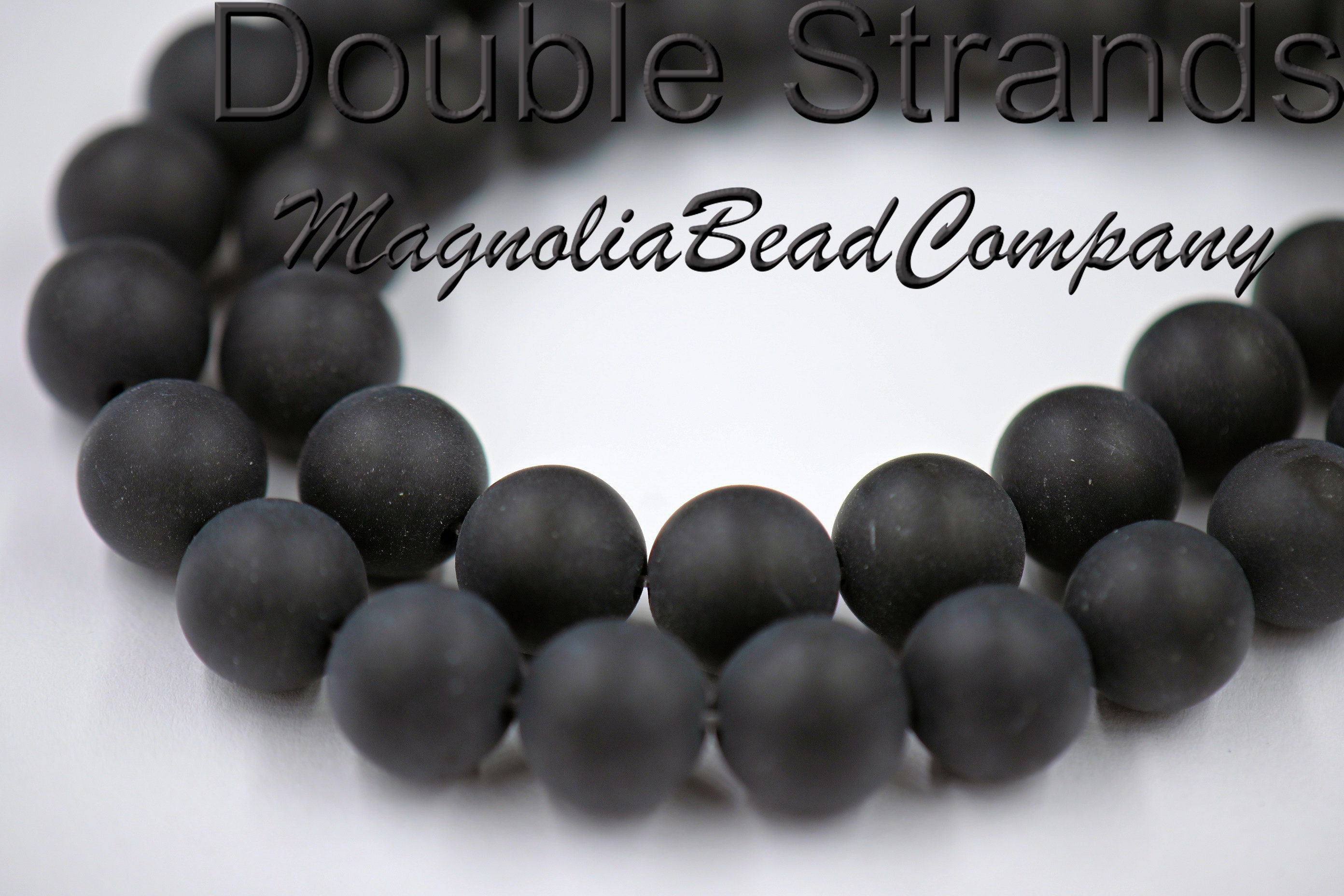 TWO STRANDS, Frosted Matte Soft Black Onyx 10mm  -15"