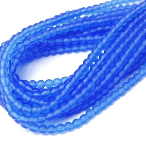 200/pc Matte  Sapphire Czech 4mm Pressed Glass Round Beads