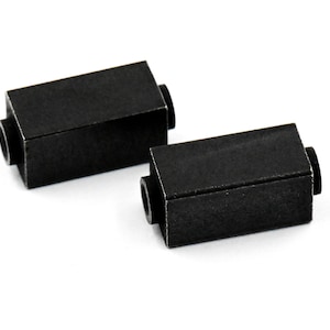 Stainless Steel Beads, Rectangle, Matte Gunmetal Black, 2pc, Large Hole Beads, 6x14mm