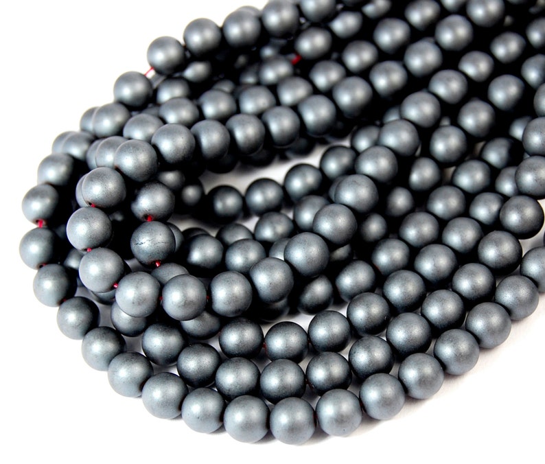 Two 15.5 strands Hematite Beads Matte 4mm