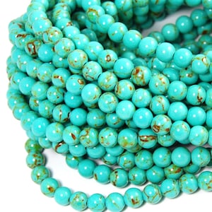 TWO 15.5&quot; strands Synthetic Turquoise Beads 8mm, Two 15.5&quot; strands