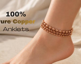 Enkelbandje van 100% puur koper • Gemaakt in de VS • Genezende koperen sieraden