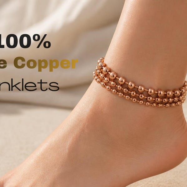 100% Pure Copper Chain Anklet • USA‑Made • Healing Copper Jewelry