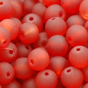 200PC strands Frosted Glass 8mm Warm Tomato Red