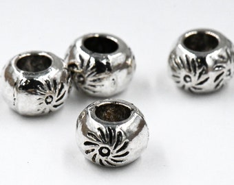 100pc Antique Silver Tibetan Style Rondelle Sun Spacer Beads