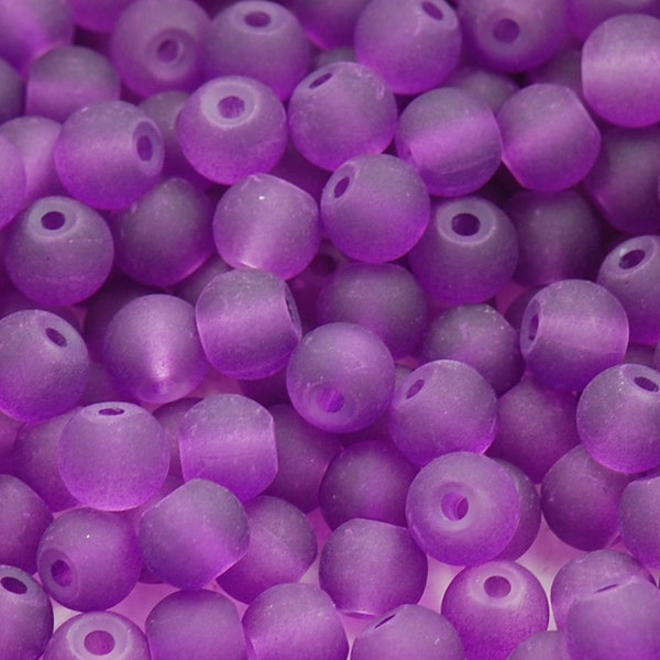 Frosted Glass 6mm druk Purple, 200pc