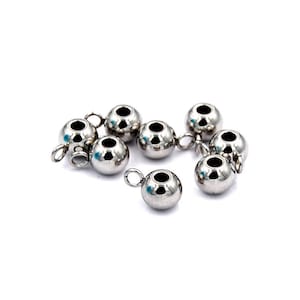 304 Stainless Steel Round Hanger for Charms, 11x6.5x8mm -20pc