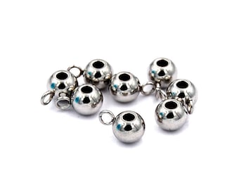 304 Stainless Steel Round Hanger for Charms, 11x6.5x8mm -20pc