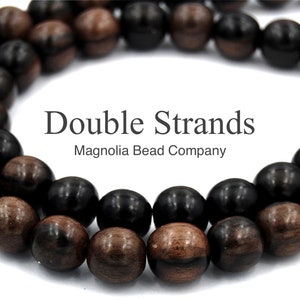 TWO STRANDS Ebony Wood 6mm 8mm 10mm 12mm Wood Beads Natural Wood Beads