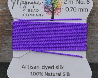 Electric Violet Fluorescent Griffin Silk Cord – Hand-Dyed Thread for Knotting, Jewelry Making, Pendant Stringing