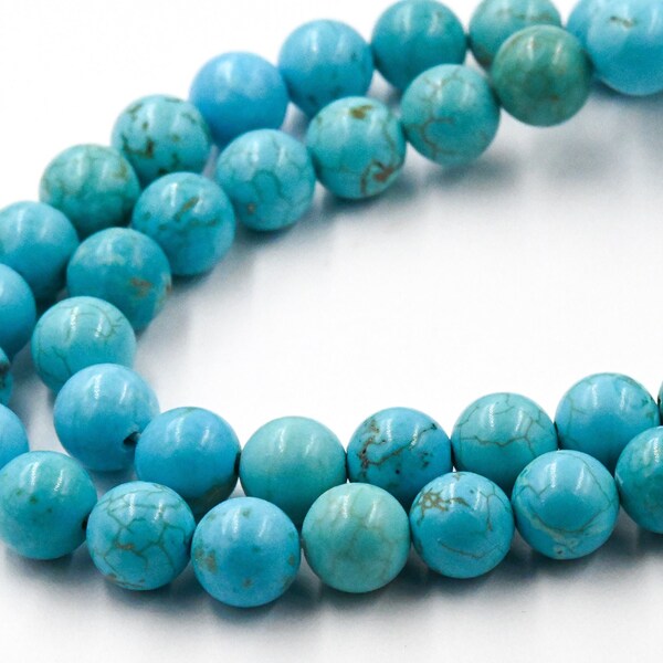 TWO STRANDS Turquoise Magnesite 6mm, 8mm, 10mm Round Beads