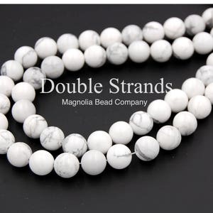 TWO 15&quot; strands White Howlite Beads 4mm 6mm 8mm 10mm Beads