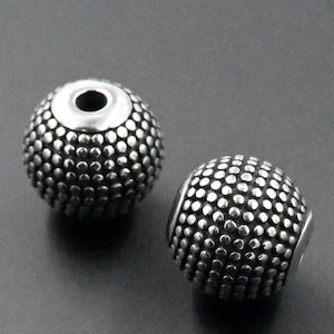 Stainless Steel Beads, 2pc, Beaded Large Hole Beads, Column, 9.5mm Antique Silver