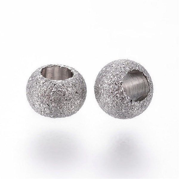 50pcs, 304 Stainless Steel Stardust Spacer Beads, 4x3mm