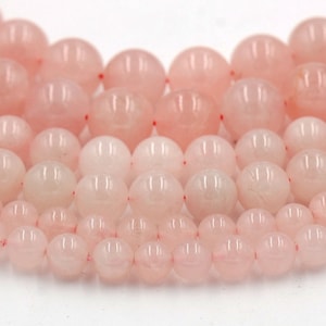Rose Quartz 4mm, 6mm, 8mm, 10mm, 12mm Round Pink Rose Quartz -TWO 15 inch strands