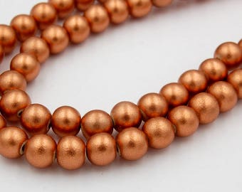 Wood Beads TWO 16" Strands, 12mm Copper Wood Beads