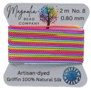 Neon Rainbow Griffin Silk Cord – Hand-Dyed Thread for Knotting, Jewelry Making, Pendant Stringing