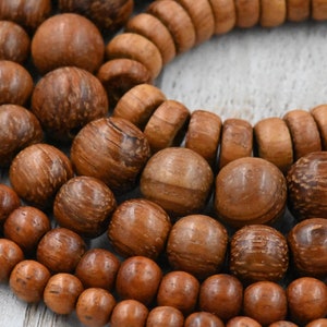 TWO 16&quot; Strands Bayong 4mm 6mm 8mm 10mm 12mm Natural Round or Rondelle Wood Beads