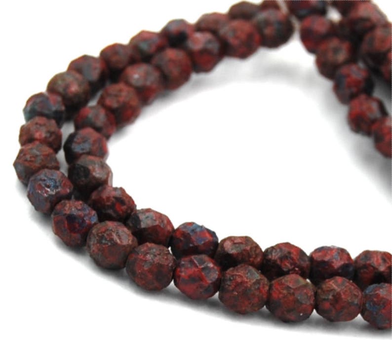 50/pcs Opaque Red Stone Picasso 6mm Faceted Czech Beads - Etsy