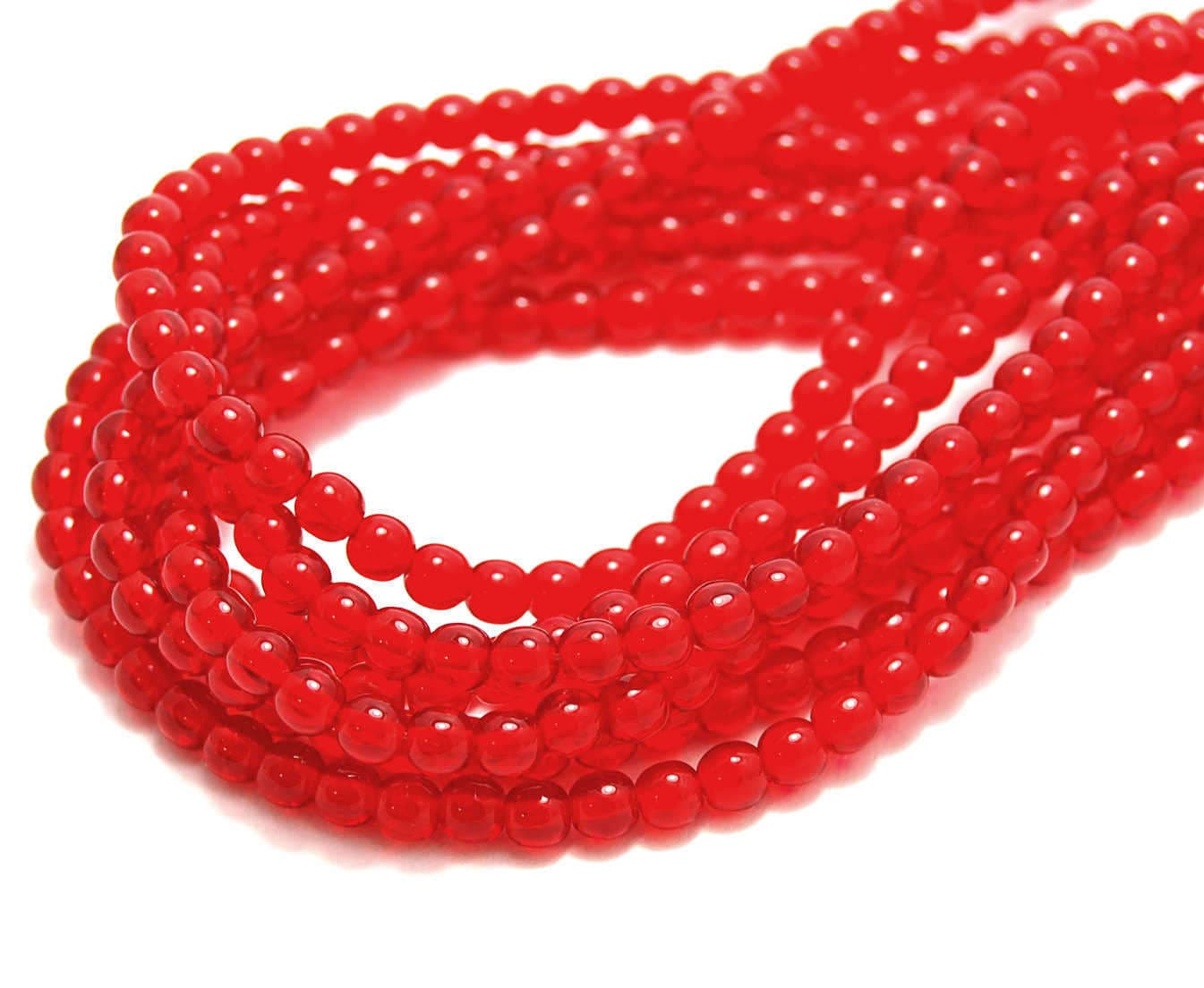 200 Siam Ruby Czech Glass Rondelle Beads 4MM 