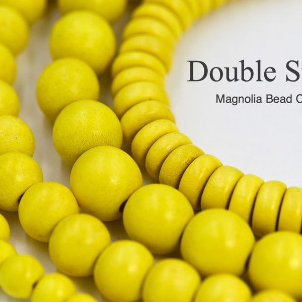 Wood Beads TWO 16" Strands, 6mm 8mm 10mm round or 8x5mm rondelle Wood Yellow Beads, Wood Beads, Boho Beads