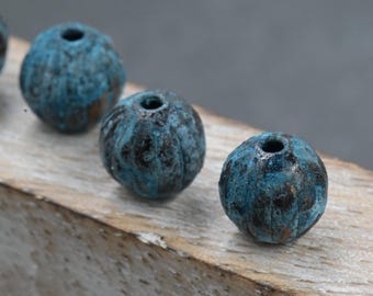 Rainworn Copper — Echte Patina Metallperlen in 6 mm, 8 mm, 9.5 mm