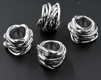 Asymmetrical Wrap 20pc Large Hole beads Antique Silver Spacer