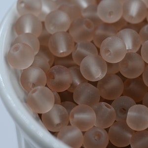 200pc Frosted Glass 6mm  Brown Sugar,