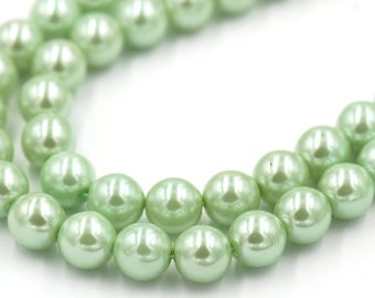 Perle di vetro rotonde ceche rivestite di perle verde menta da 4 mm, 6 mm, 8 mm
