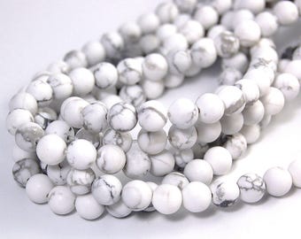 TWO 14.75" strands White Howlite Beads Matte 10mm,