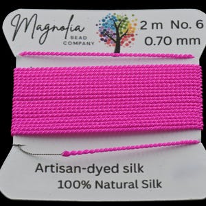 Hot Pink Griffin Silk Cord – Hand-Dyed Thread for Knotting, Jewelry Making, Pendant Stringing