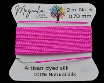 Hot Pink Griffin Silk Cord – Hand-Dyed Thread for Knotting, Jewelry Making, Pendant Stringing