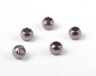 Lot De 100 Intercalaires Ou Perles à écraser En Inox - Diamètre 2 Mm - Fabrication Française