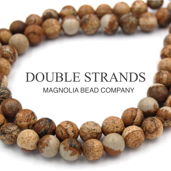 TWO 15" strands Picture Jasper Beads 4mm 6mm 8mm 10mm 12mm