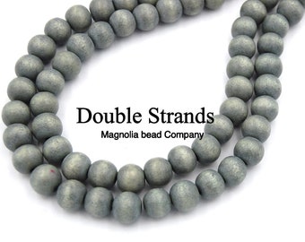 Deux brins, bois lavé vert ardoise clair, ronds 6 mm, 8 mm, 10 mm, 12 mm, rondelles 8 x 5 mm, bois vert clair