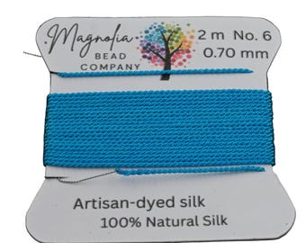 Caribbean Blue Griffin Silk Cord – Hand-Dyed Thread for Knotting, Jewelry Making, Pendant Stringing