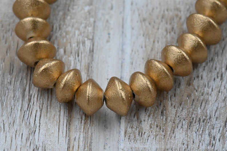 TWO STRANDS Metallic Gold Wood Beads 6mm, 8mm, 10mm, 12mm, 16mm, 20mm Round, 8mm Rondelle and Bicone image 6