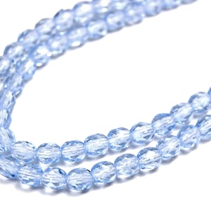 100/Stück Light Sapphire Czech 4mm Feuerpolierte facettierte runde Perlen