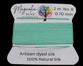 Retro Aqua Griffin Silk Cord – Hand-Dyed Thread for Knotting, Jewelry Making, Pendant Stringing