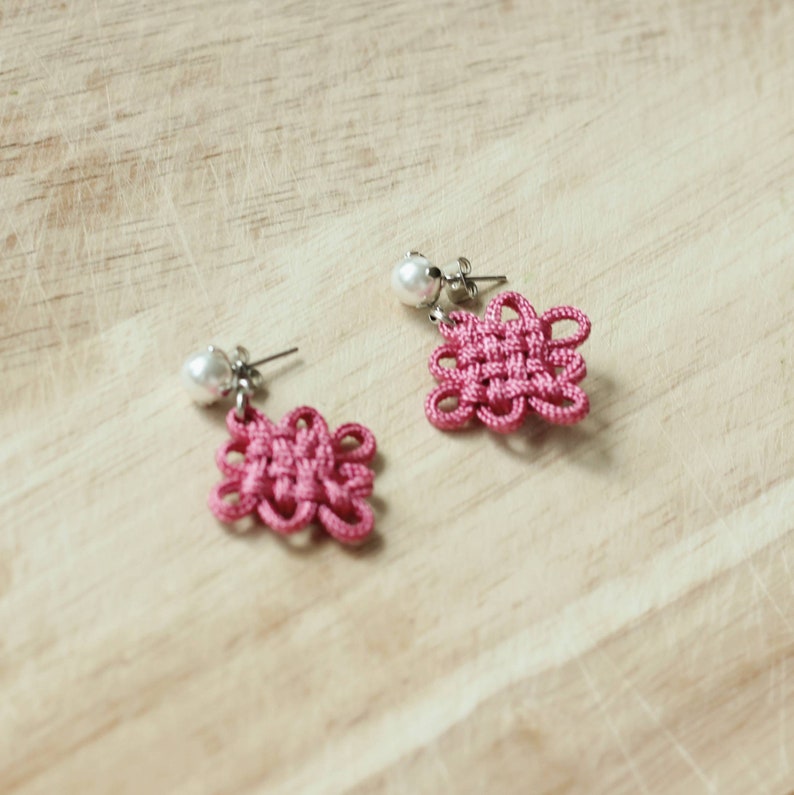 Traditional Korean Knot Earrings with Pearl/Jewel Stud Etsy
