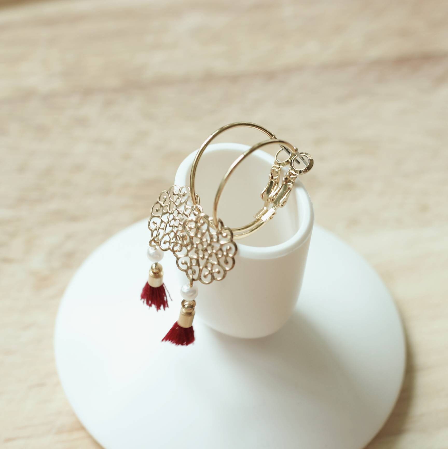 Traditional Korean Pattern Hoop Earrings Etsy