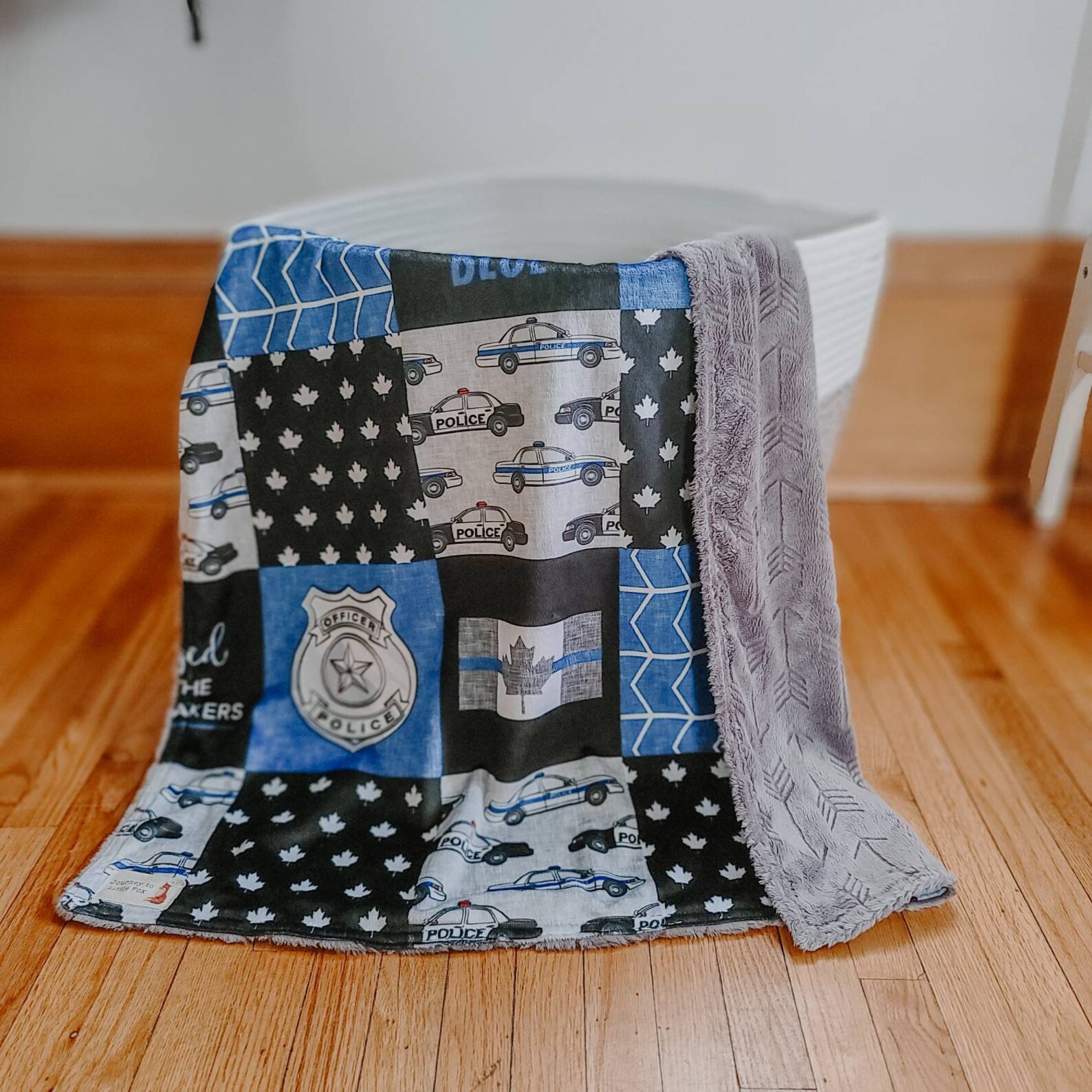 Thin Blue line Police Baby Blanket Faux Quilt Minky Blanket Etsy