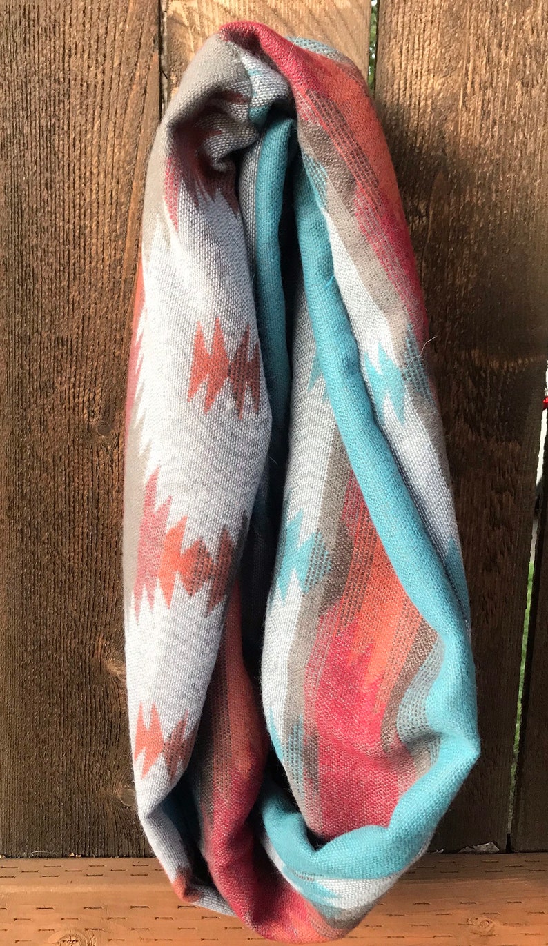 Declo Dog and human infinity scarves aztec woven